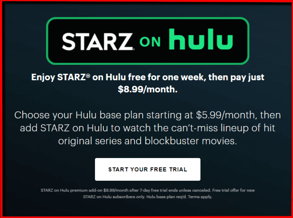 STARZ Hulu subscription