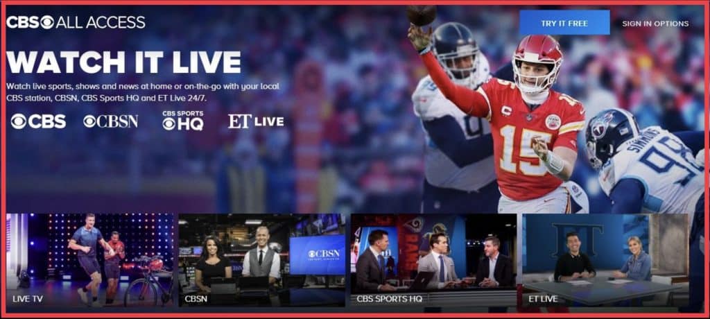 CBS all access sports channels