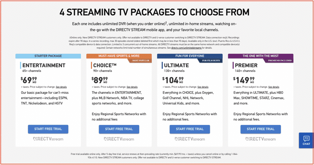 DirecTV free trial packages