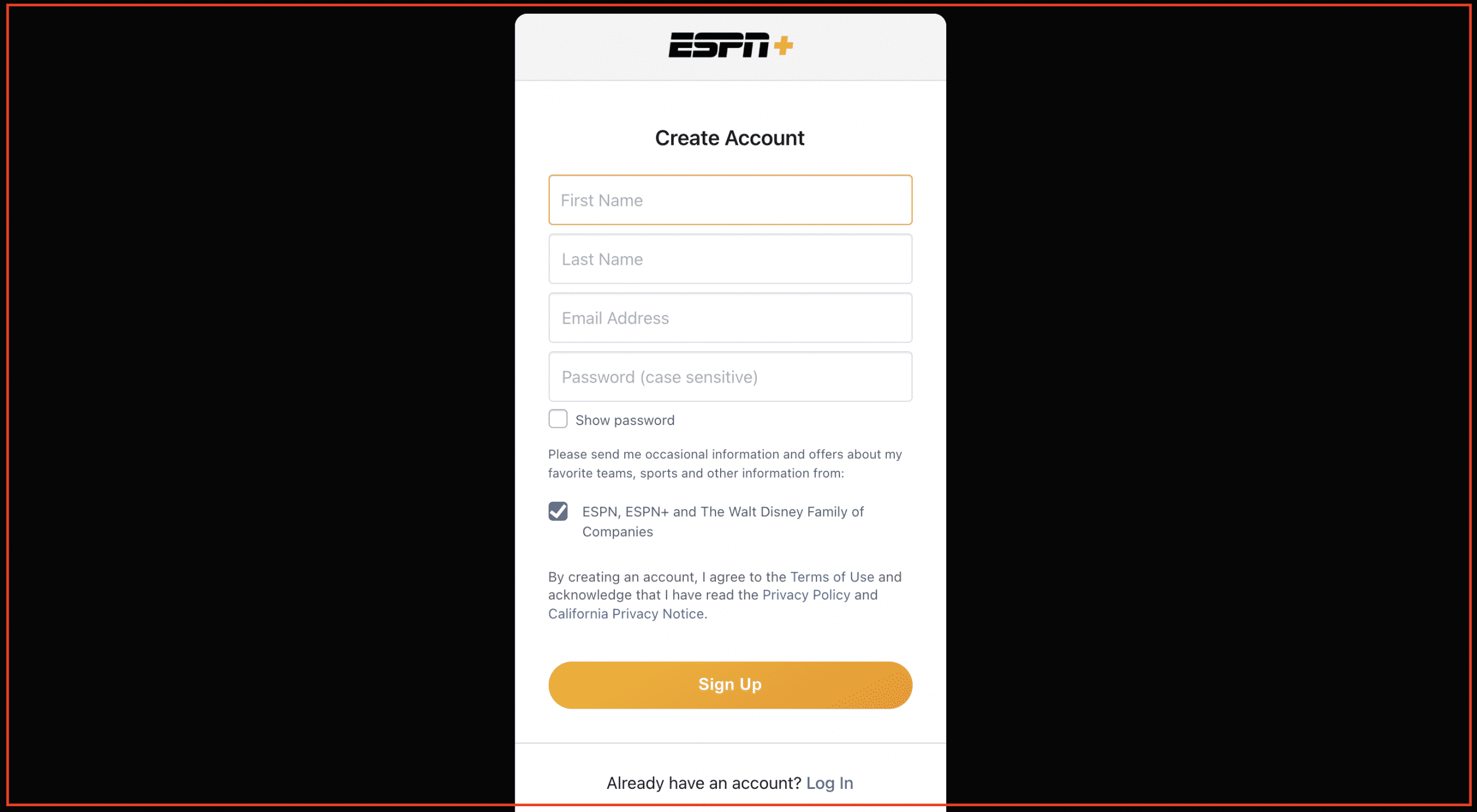 Create ESPN Plus account