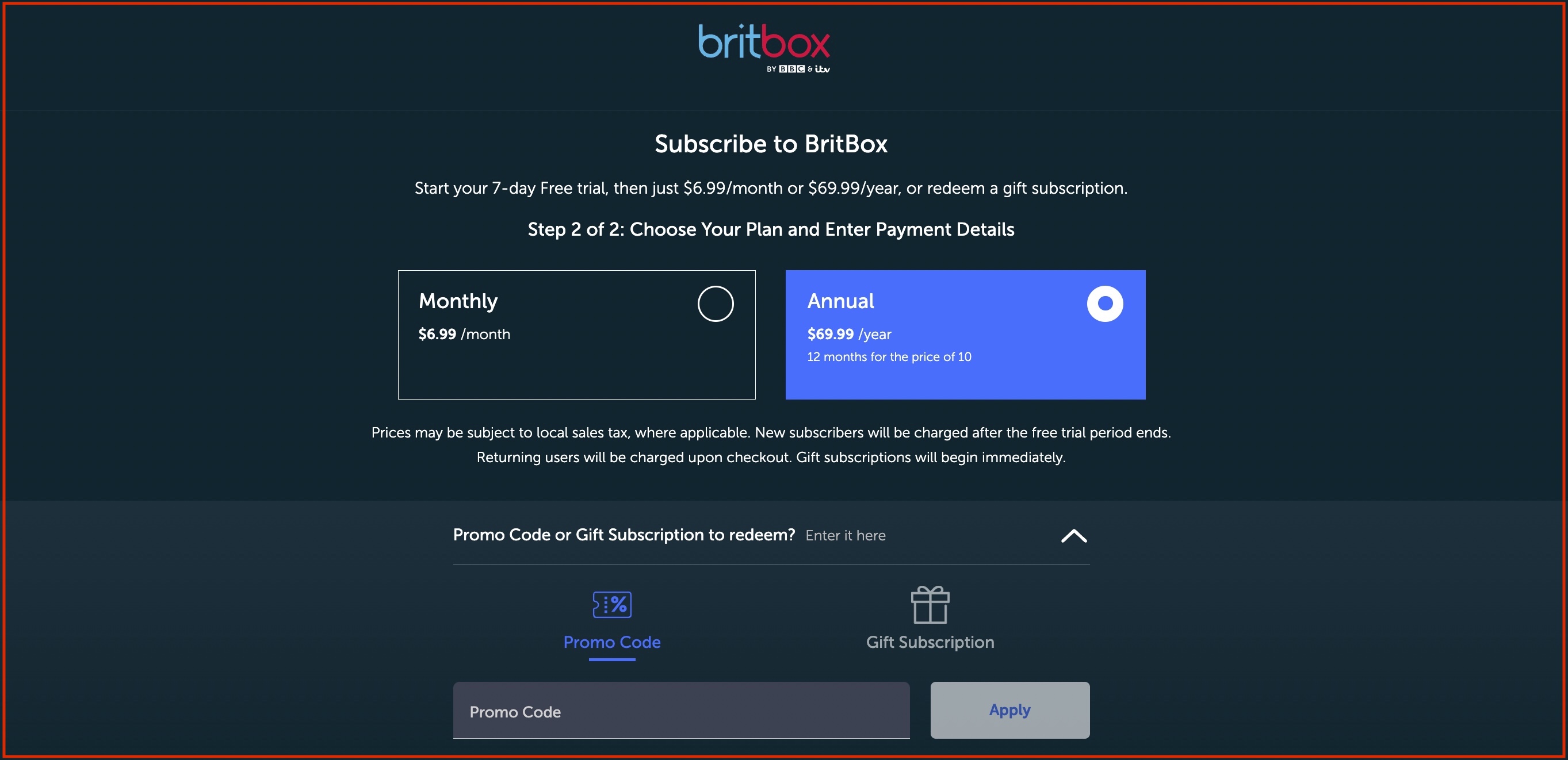 Britbox promo code