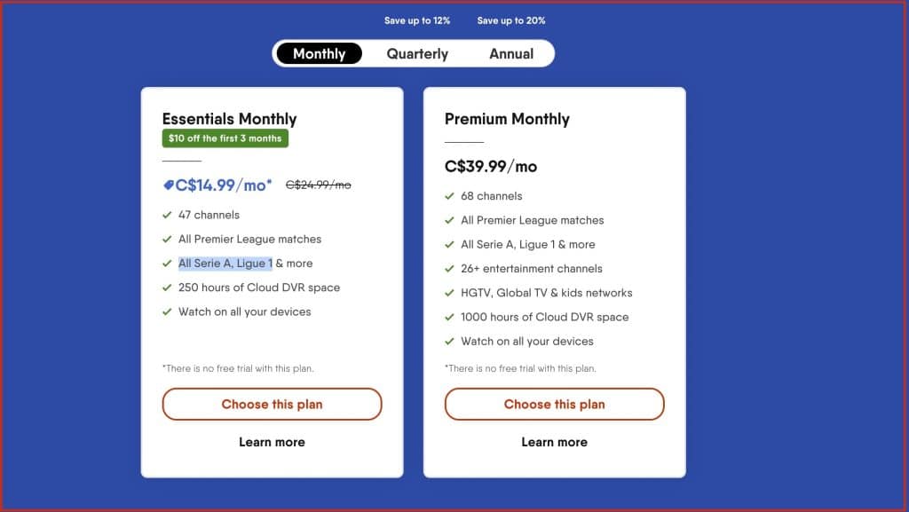 Fubo Canada packages